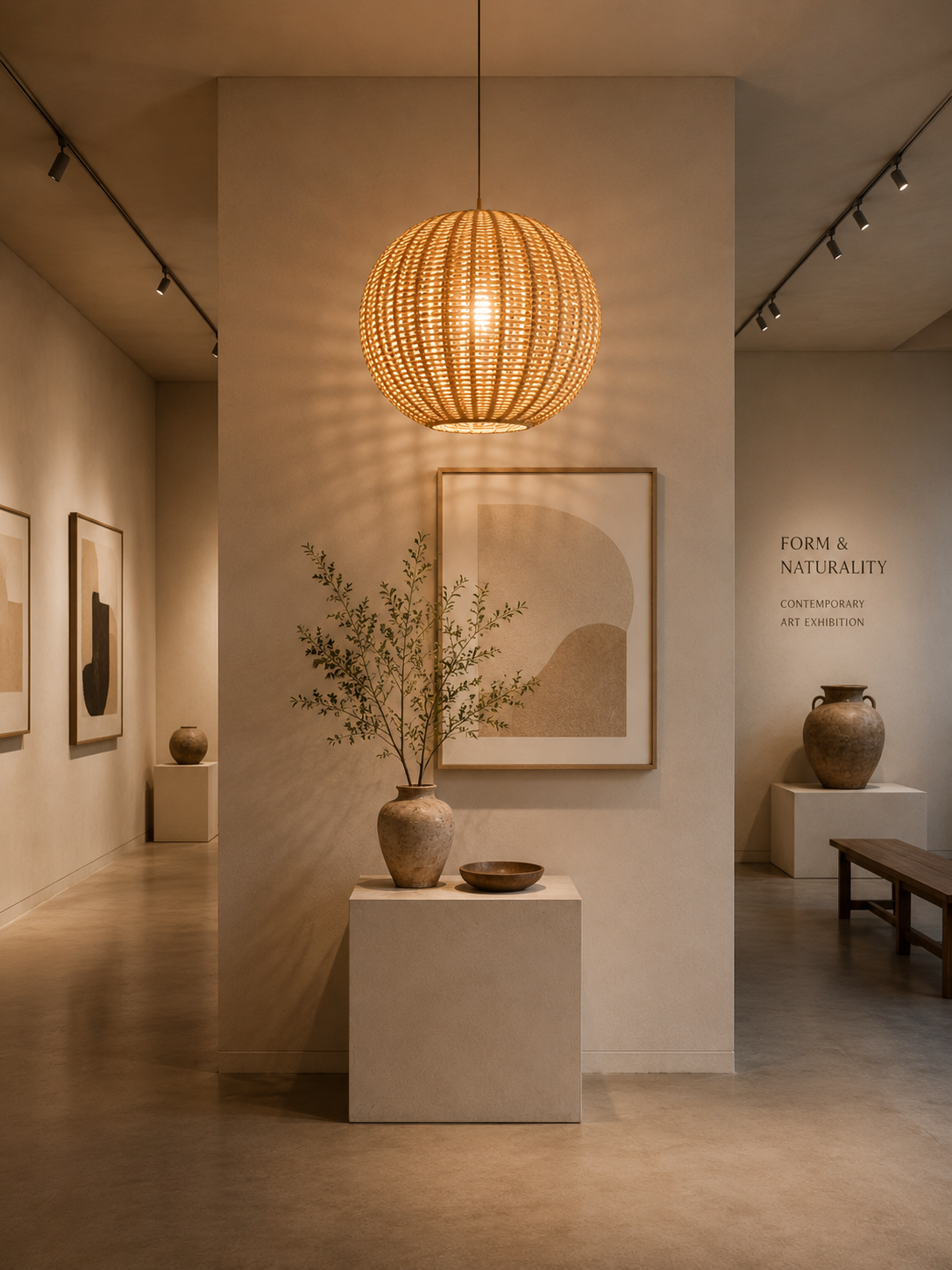 Handwoven Globe Rattan Pendant Light – Scandinavian Organic Hanging Lamp for Hospitality & Interior Projects