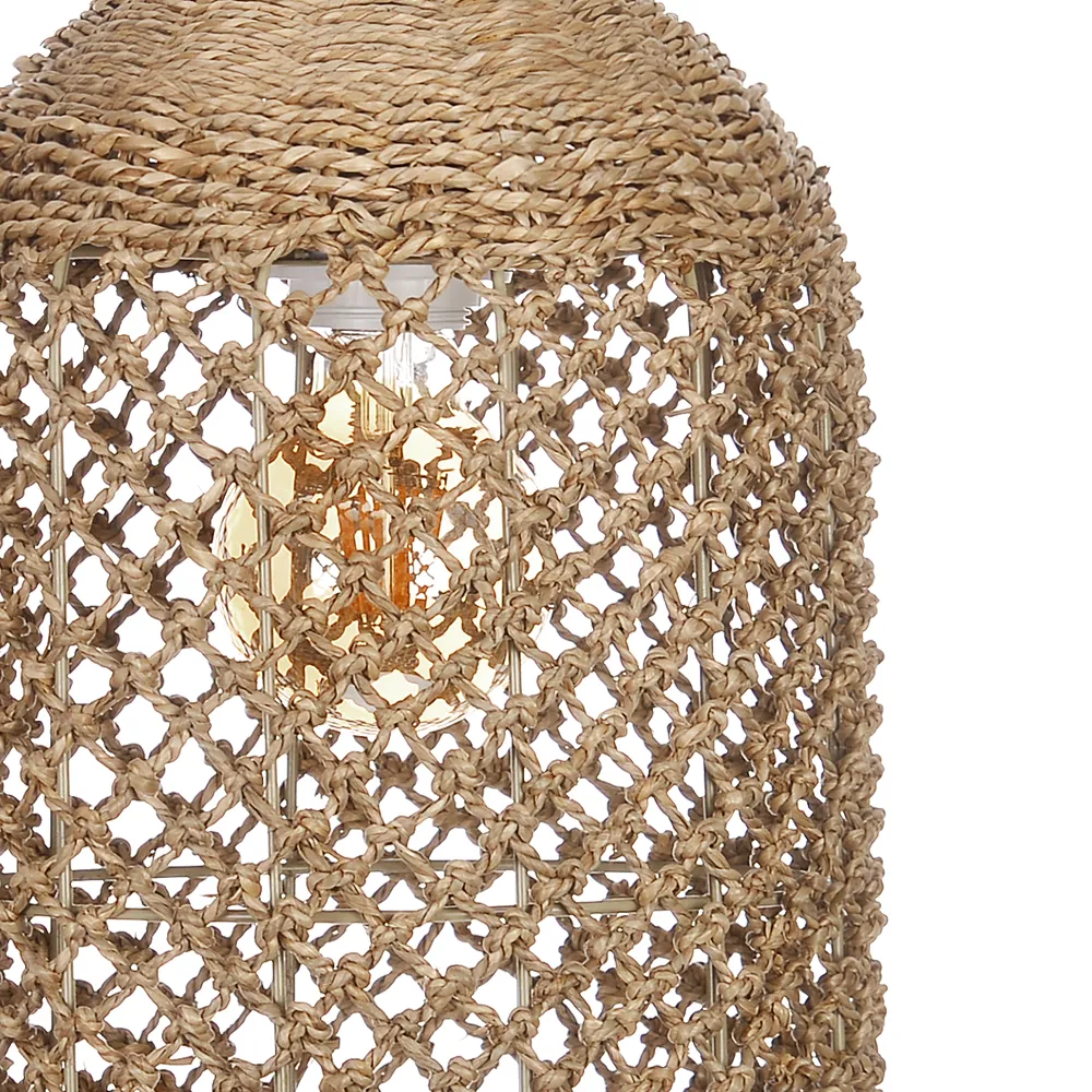 Handwoven Open Weave Rattan Pendant Light – Rustic Organic Hanging Lamp for Hospitality & Commercial Interiors