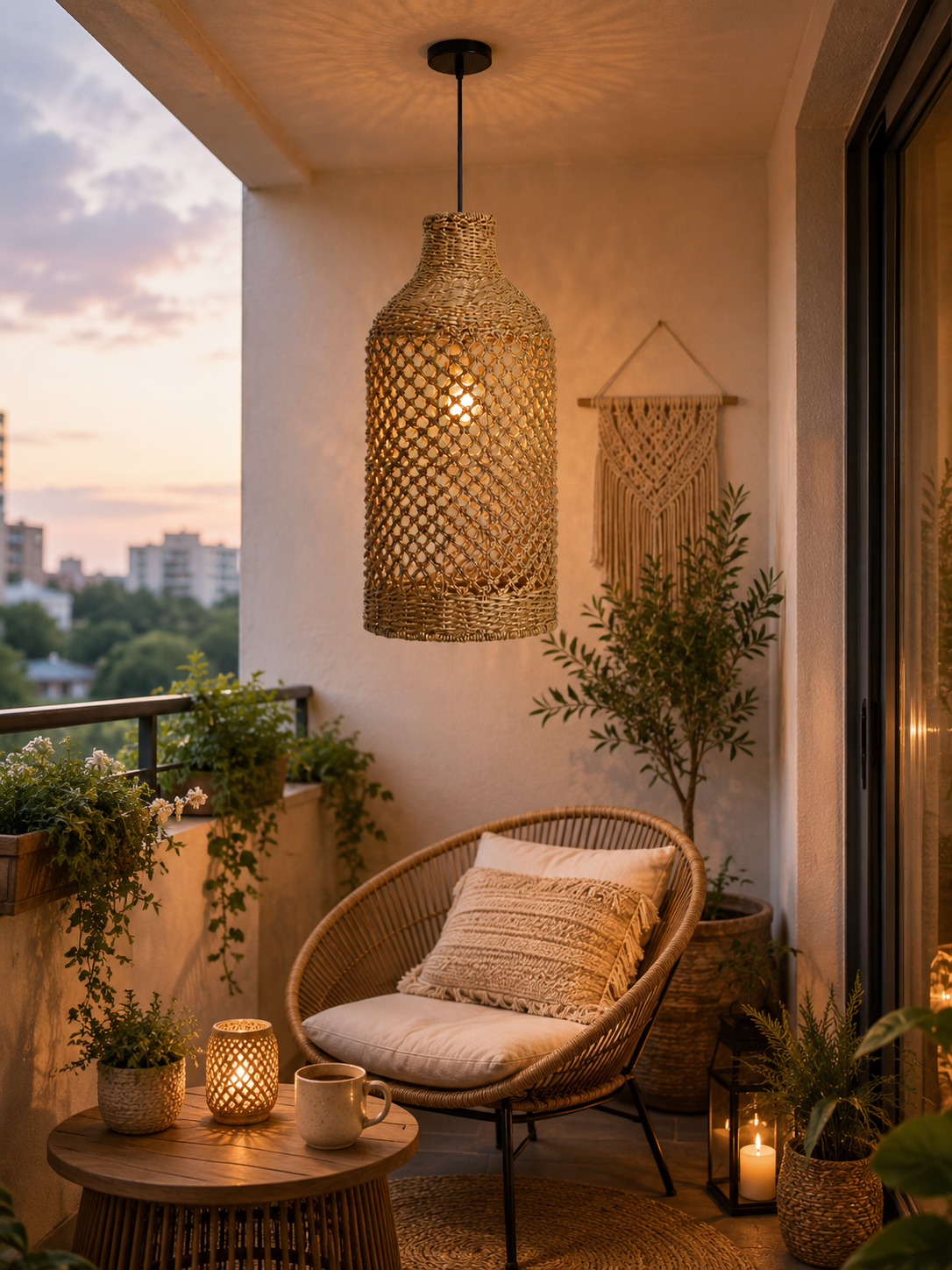Handwoven Open Weave Rattan Pendant Light – Rustic Organic Hanging Lamp for Hospitality & Commercial Interiors