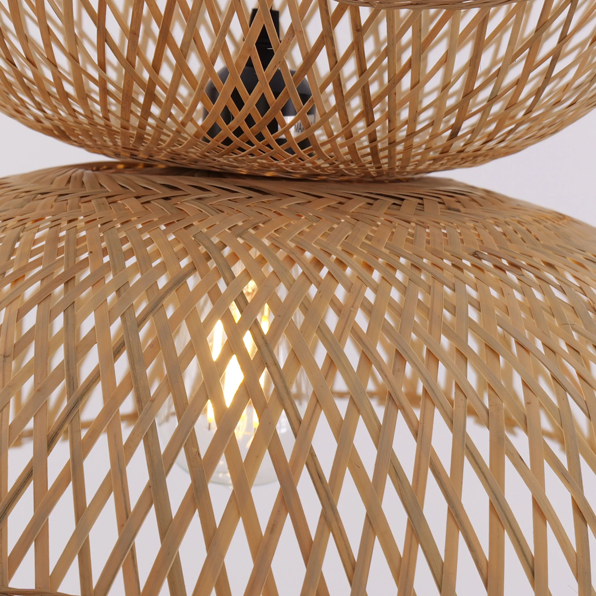 Modern Sculptural Woven Bamboo Pendant Light Artistic Boho Ceiling Lamp