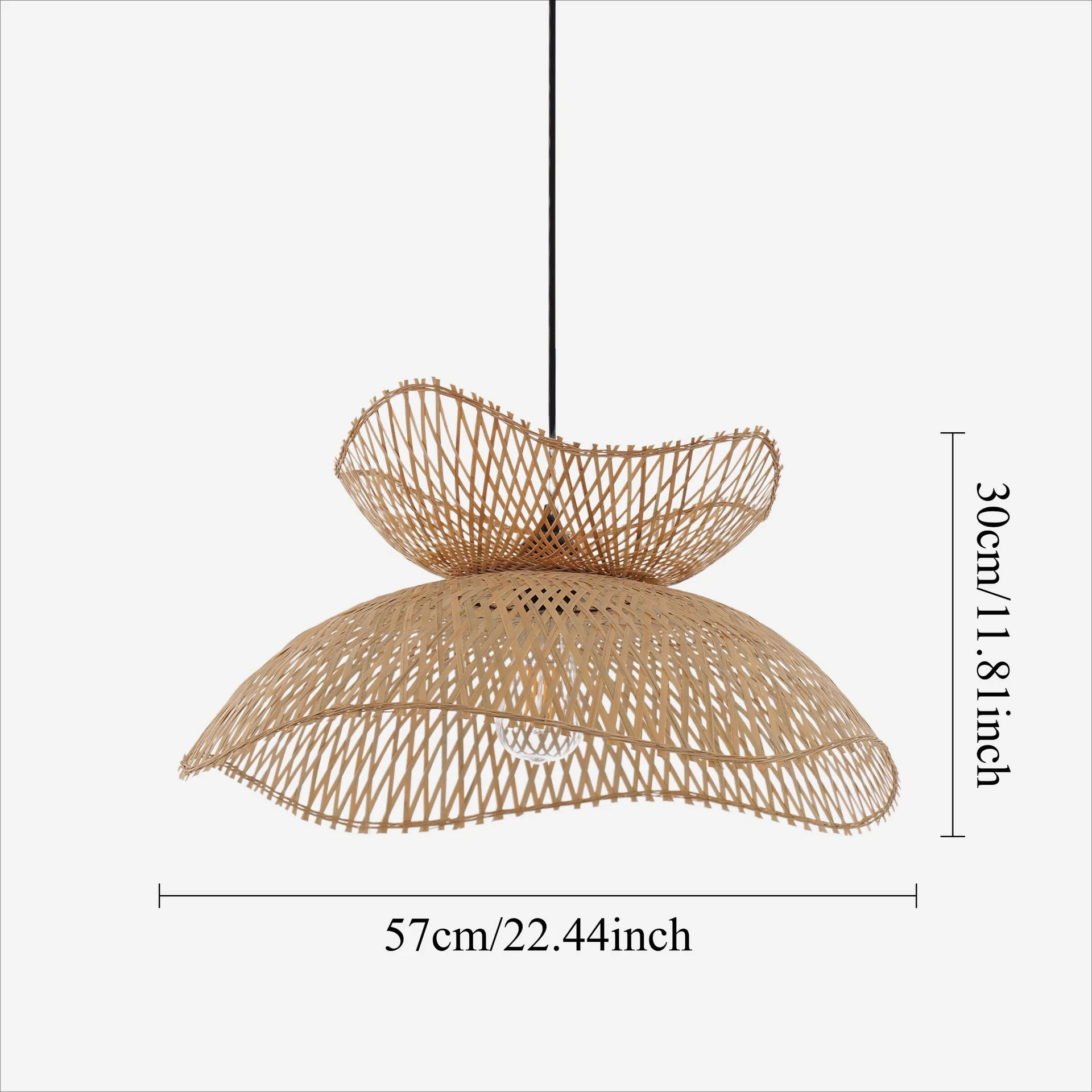 Modern Sculptural Woven Bamboo Pendant Light Artistic Boho Ceiling Lamp