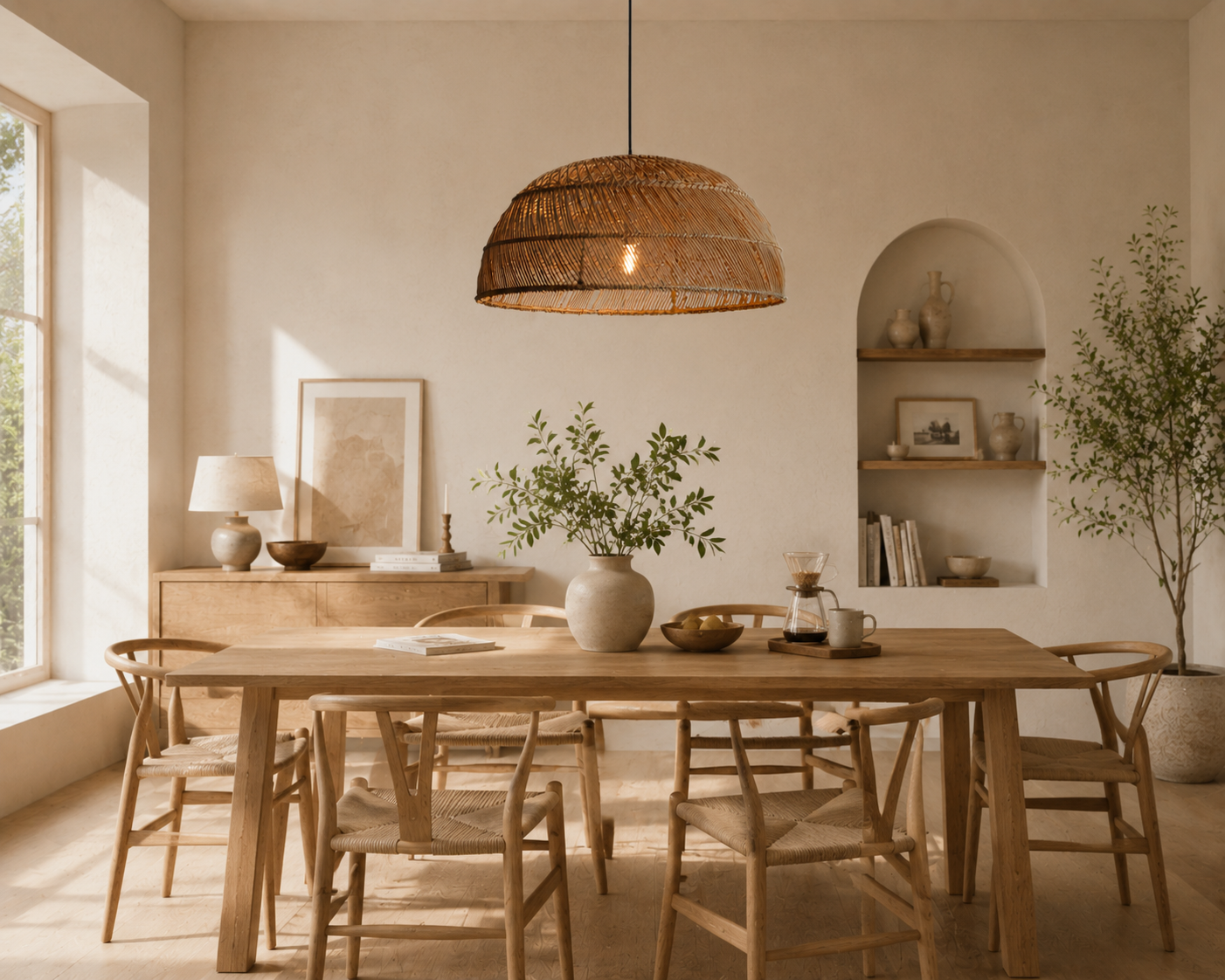 Modern Handwoven Rattan Dome Pendant Light for Hotel Restaurant Villa Project