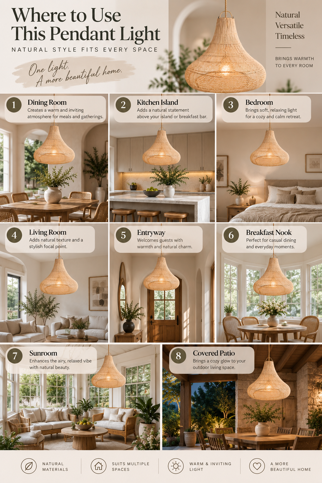 Handwoven Rattan Gourd Pendant Light for Hotel Resort Restaurant Projects
