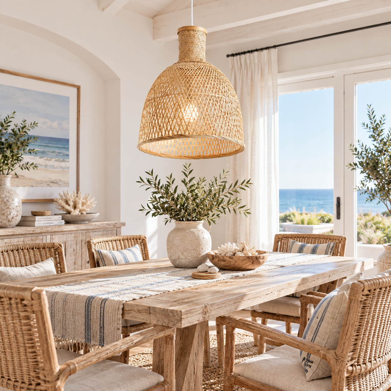 Handwoven Rattan Dome Pendant Light for Hotels Resorts Restaurants & Commercial Projects