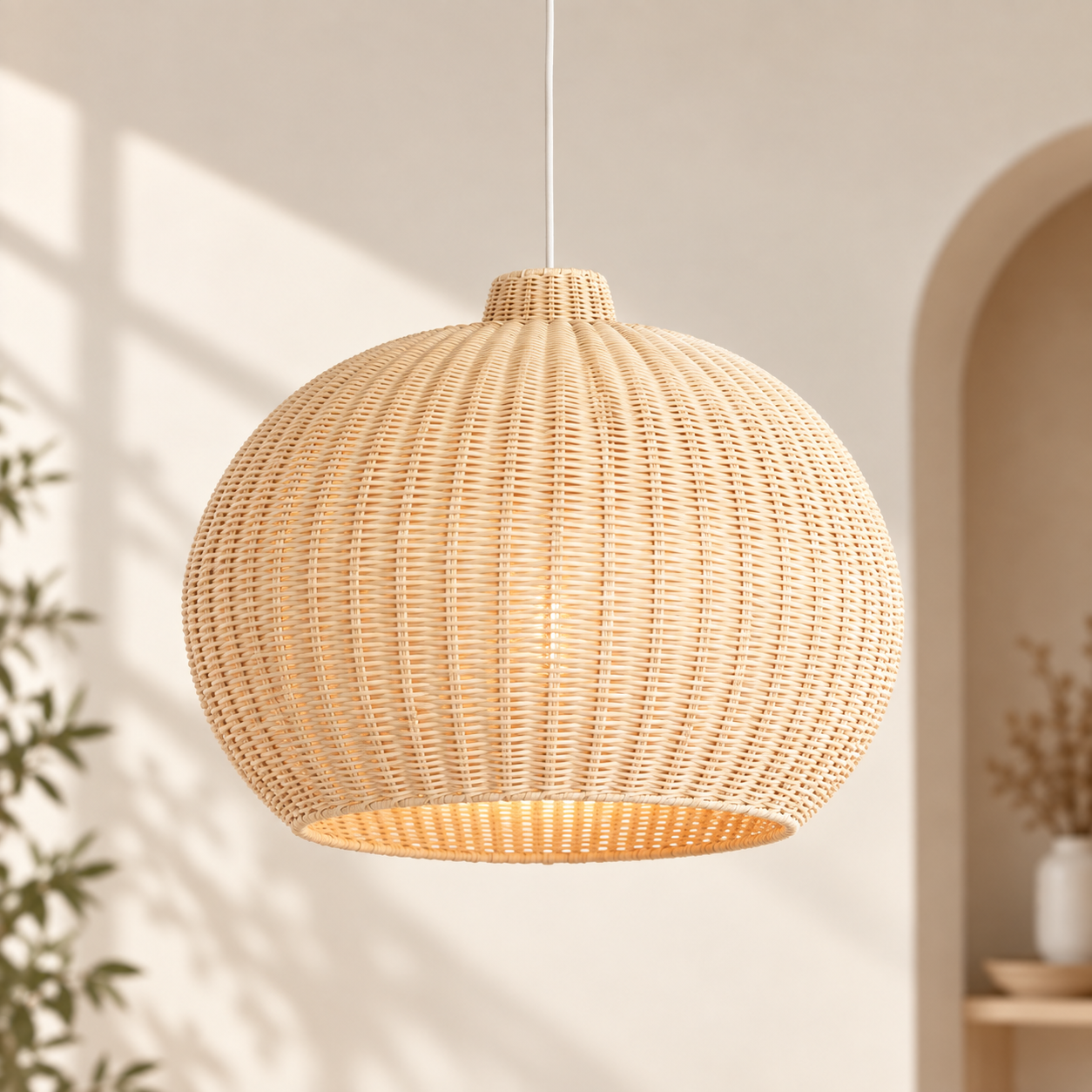 Handwoven Rattan Dome Pendant Light for Hotel Restaurant Resort Projects