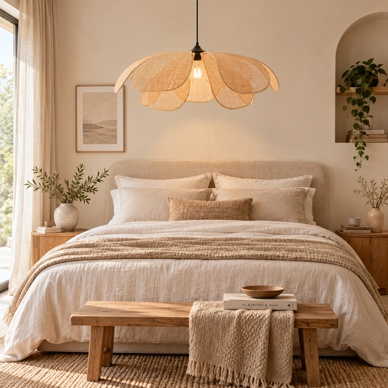 Petal Woven Rattan Pendant Light for Hotel Restaurant & Commercial Projects