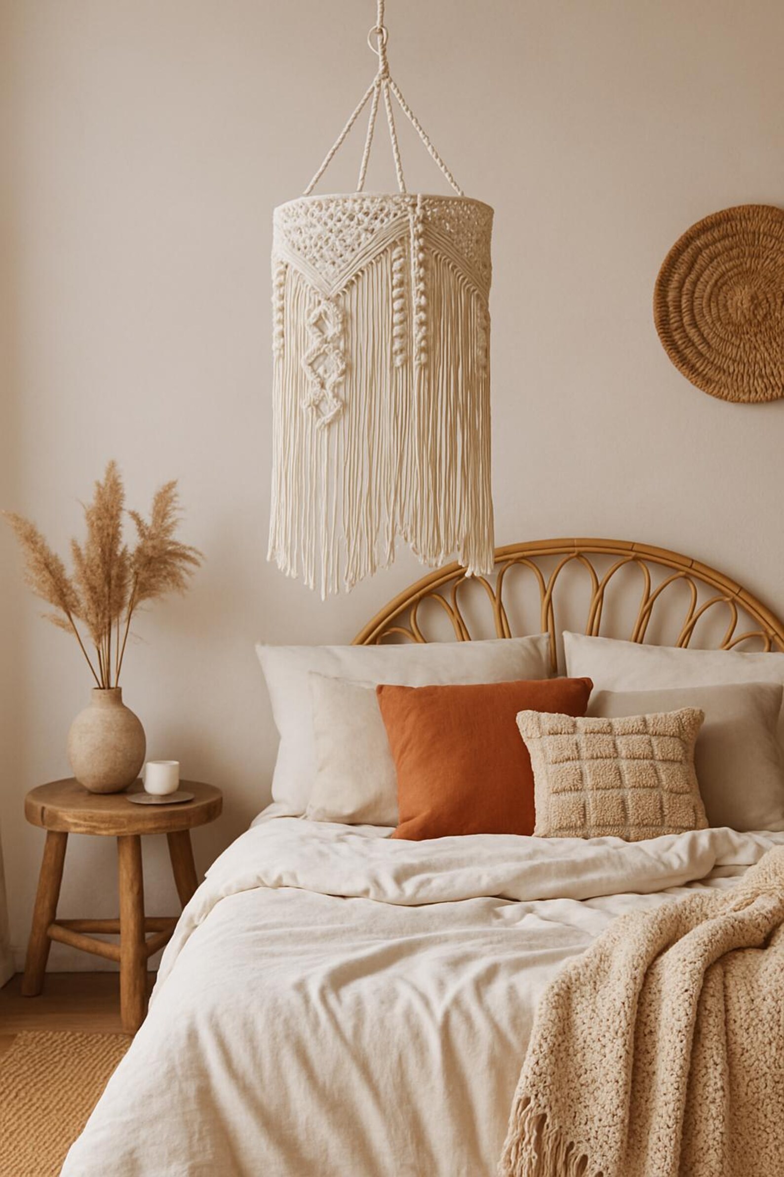 Handmade Macrame Cotton Rope Pendant Light Boho Hanging Ceiling Lamp for Hotel Resort Interior Projects
