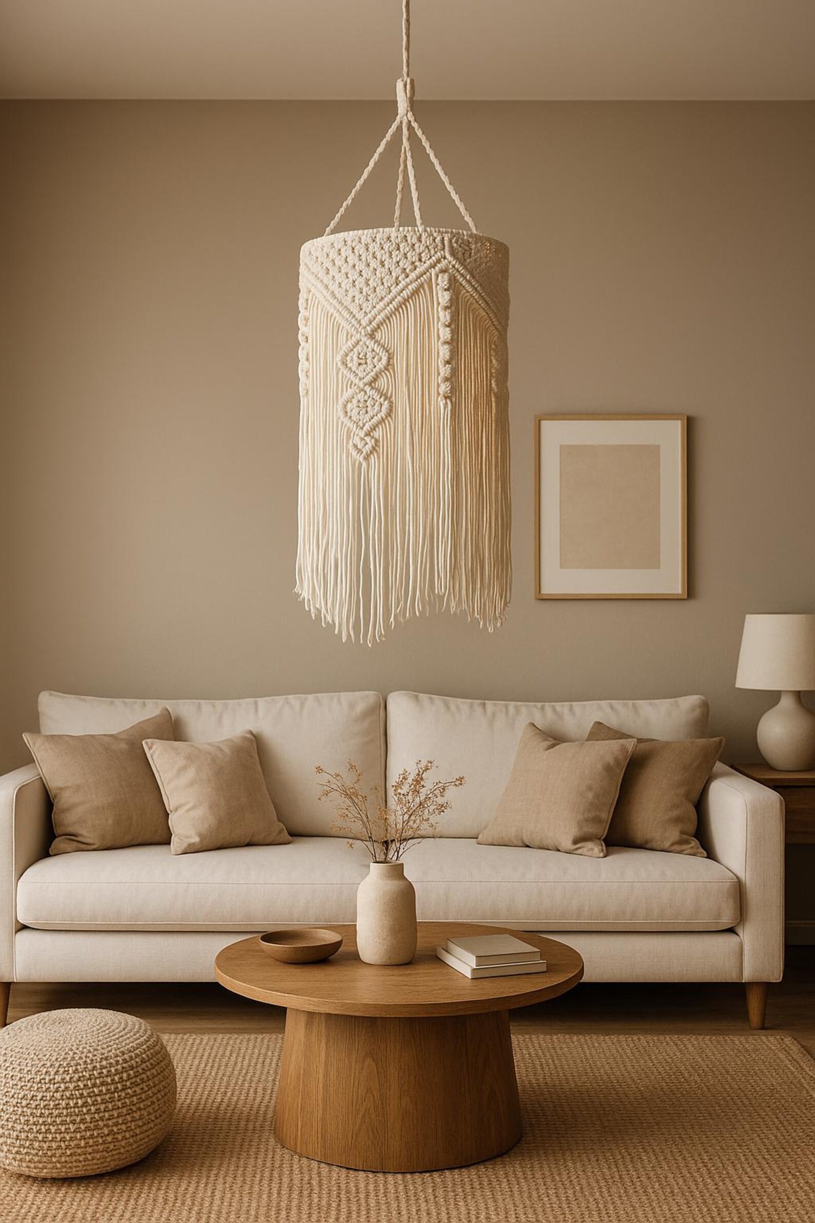 Handmade Macrame Cotton Rope Pendant Light Boho Hanging Ceiling Lamp for Hotel Resort Interior Projects