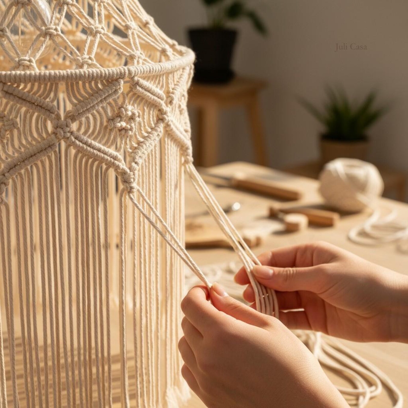 Handmade Boho Macrame Cotton Rope Pendant Light Decorative Fringe Hanging Lamp for Hotel Interior Projects