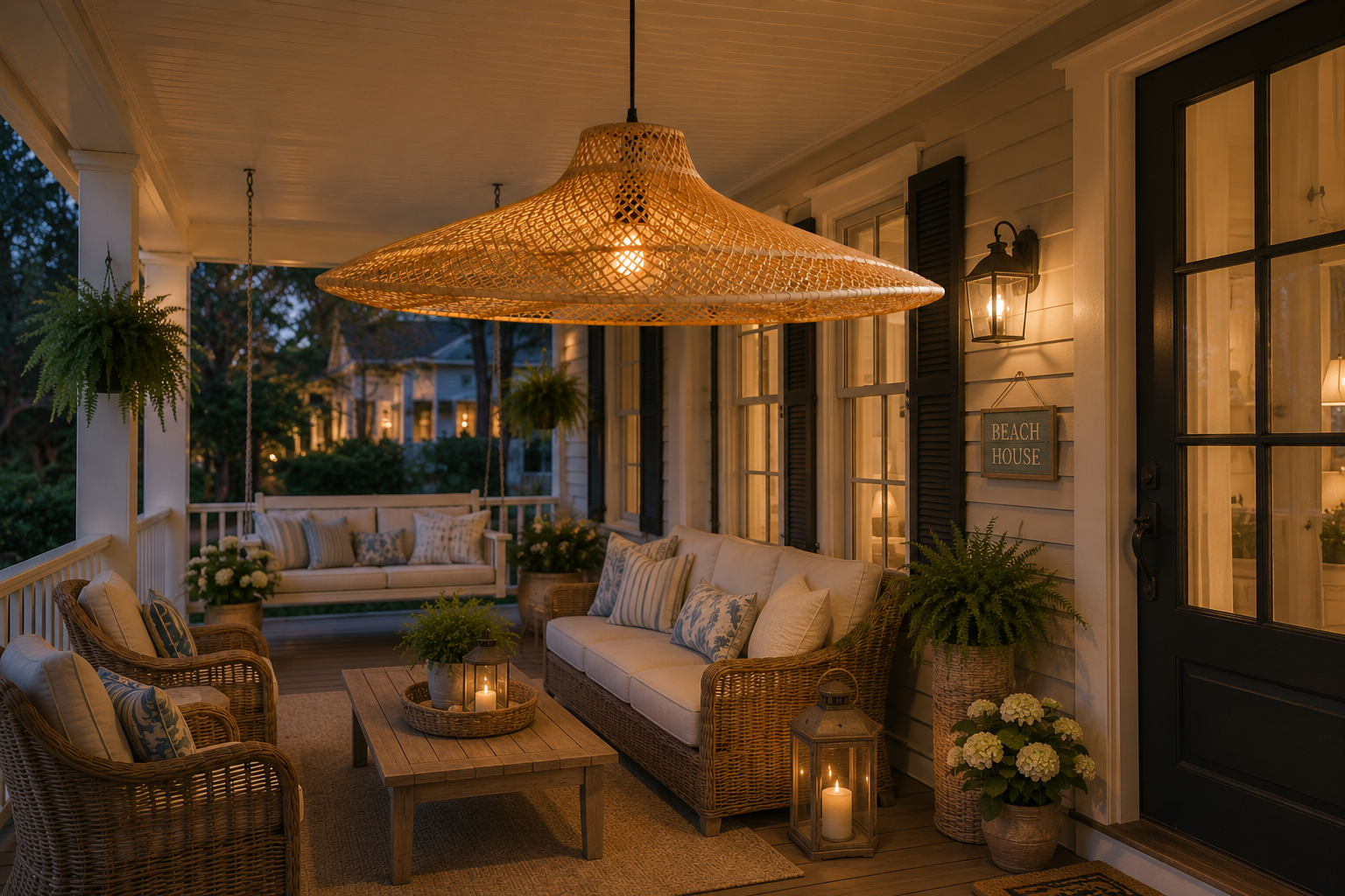 Large Modern Handwoven Rattan Pendant Light Natural Boho Ceiling Lamp