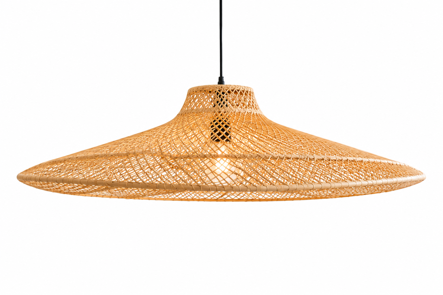 Large Modern Handwoven Rattan Pendant Light Natural Boho Ceiling Lamp
