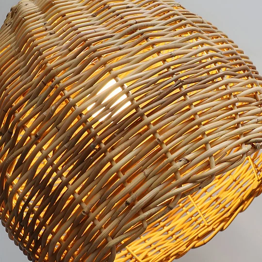 Nordic Handwoven Rattan Pendant Light Bell Shape Natural Wicker Hanging Lamp