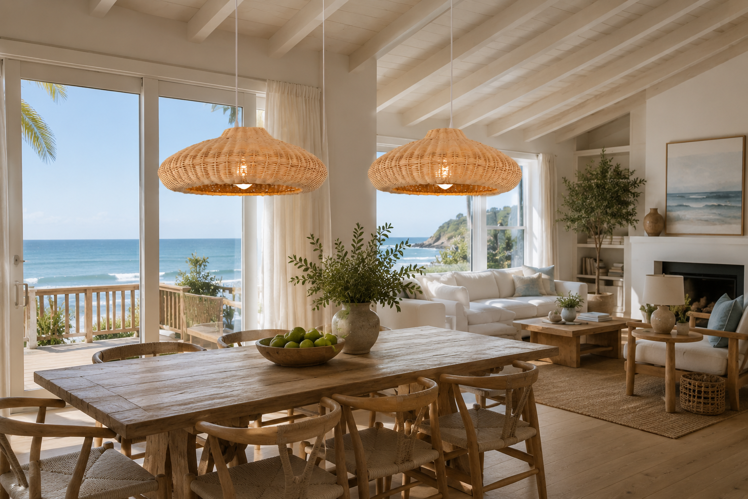 Boho Handwoven Rattan Pendant Light 50cm Natural Wicker Ceiling Lamp