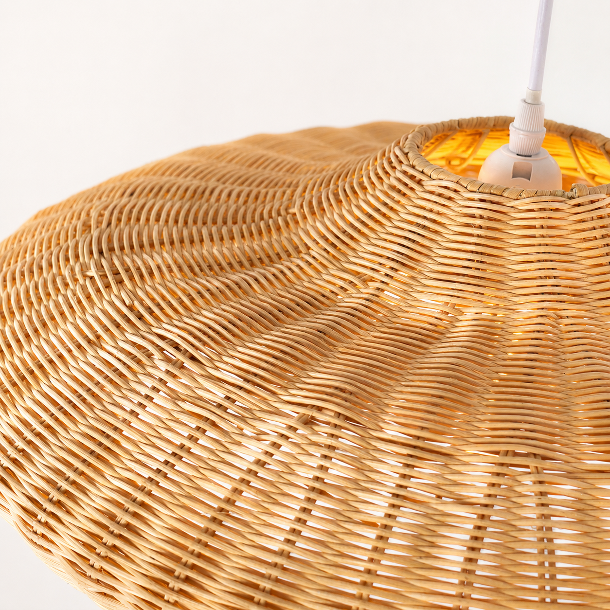 Boho Handwoven Rattan Pendant Light 50cm Natural Wicker Ceiling Lamp