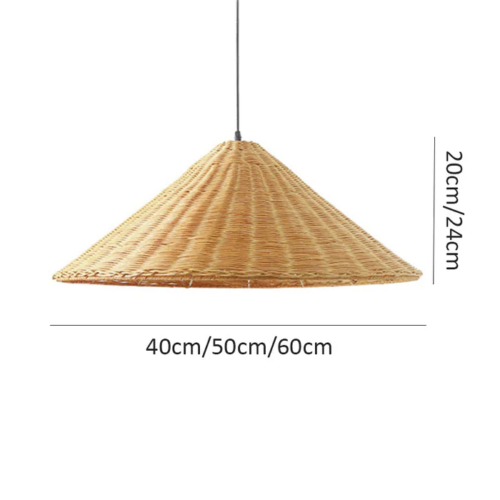 Commercial Wabi Sabi Handwoven Rattan Cone Pendant Light