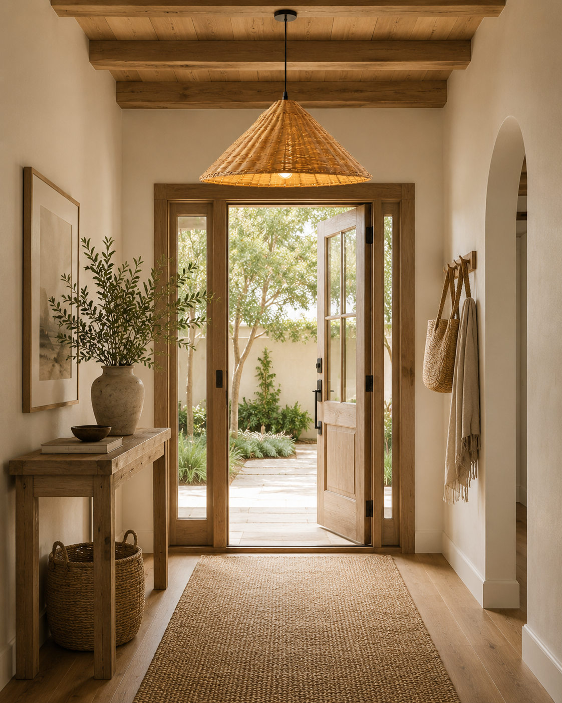 Commercial Wabi Sabi Handwoven Rattan Cone Pendant Light