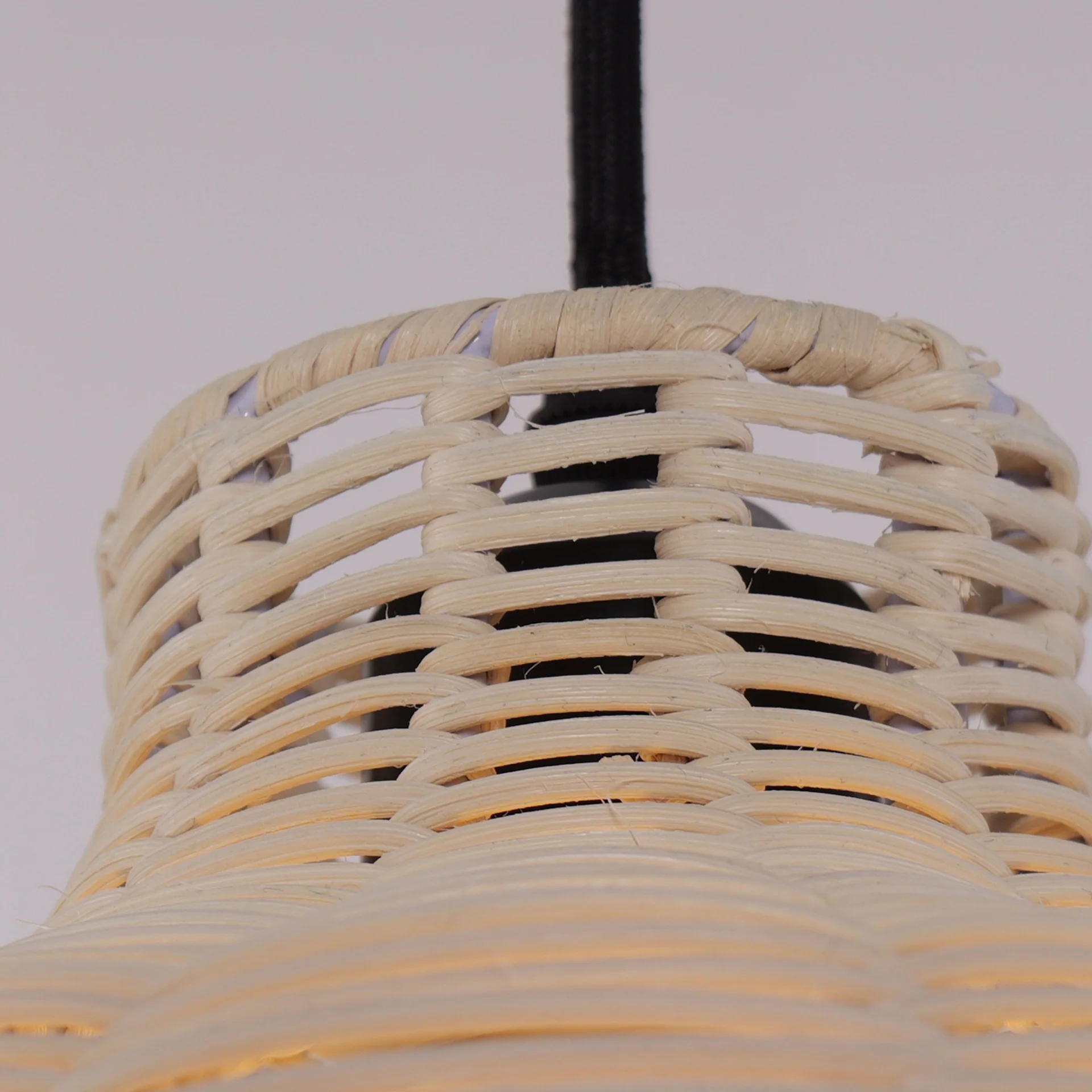 Modern White Rattan Pendant Light for Cafe Restaurant Hotel Projects