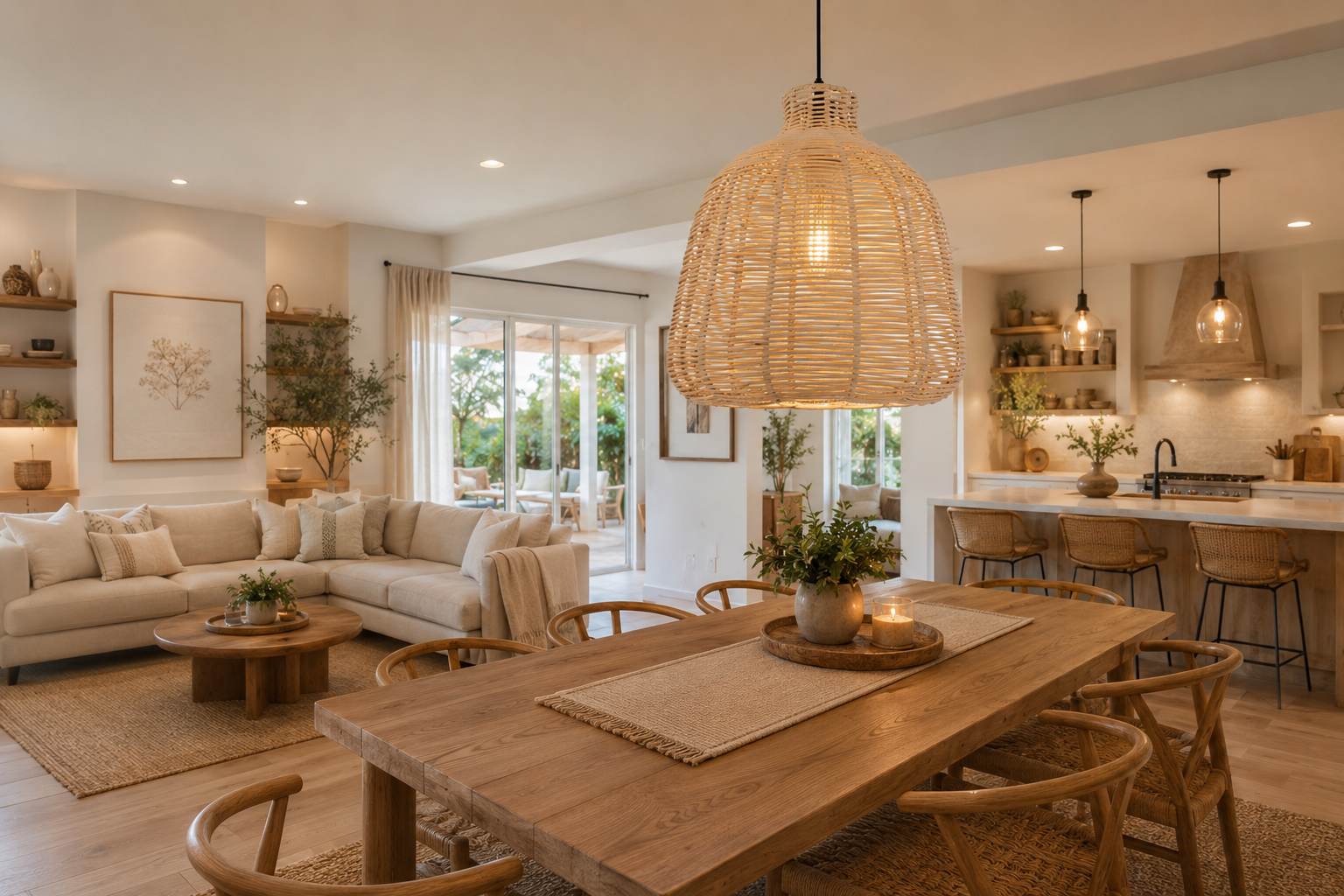 Modern White Rattan Pendant Light for Cafe Restaurant Hotel Projects