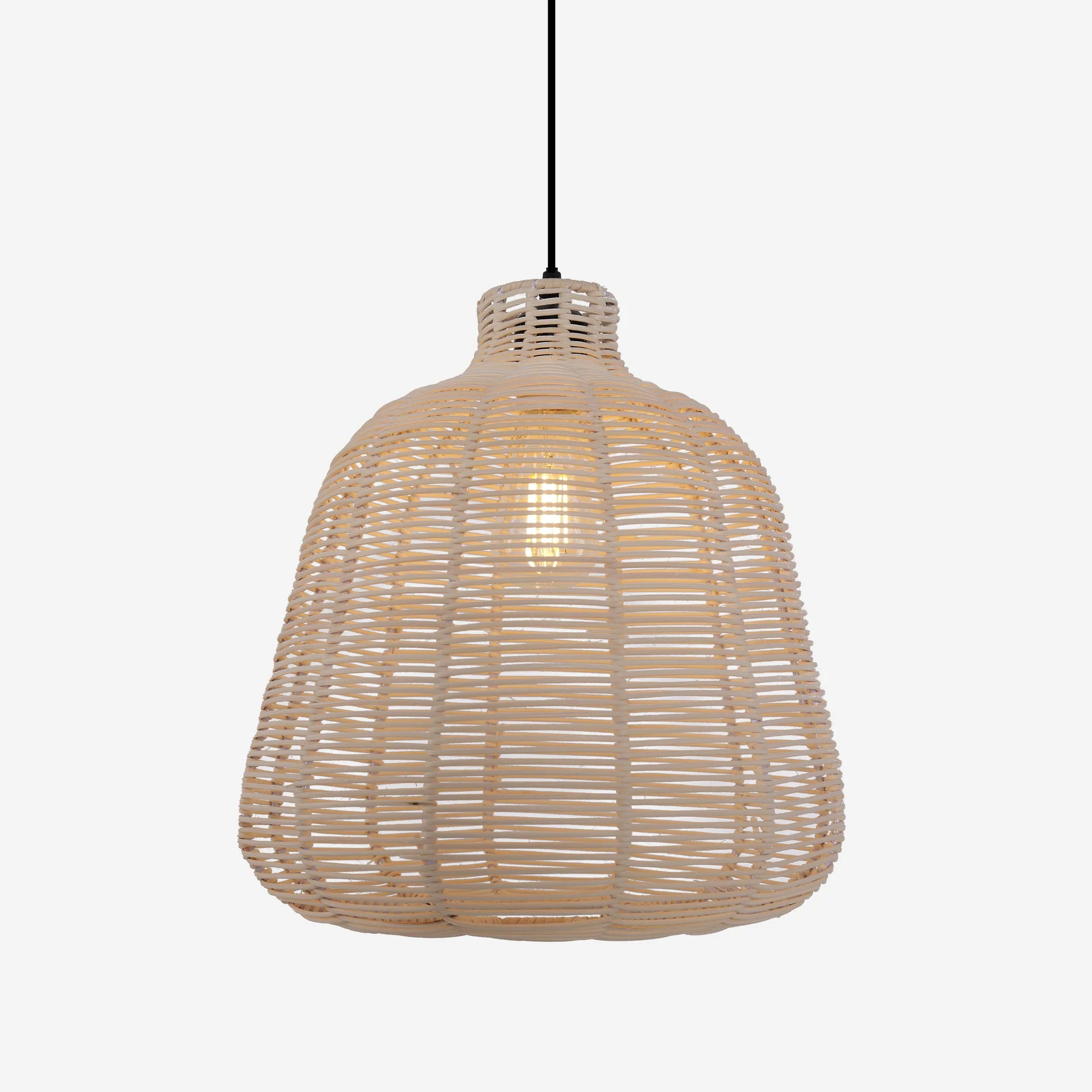 Modern White Rattan Pendant Light for Cafe Restaurant Hotel Projects