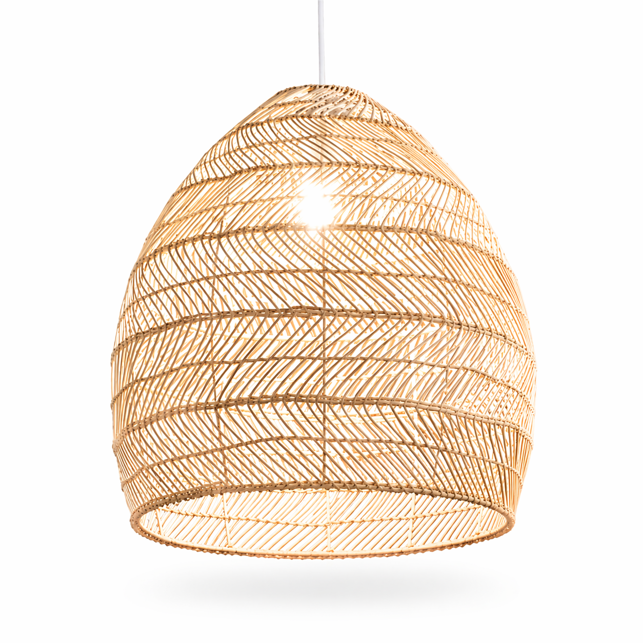 Natural Handwoven Rattan Pendant Light Dome Boho Ceiling Lamp