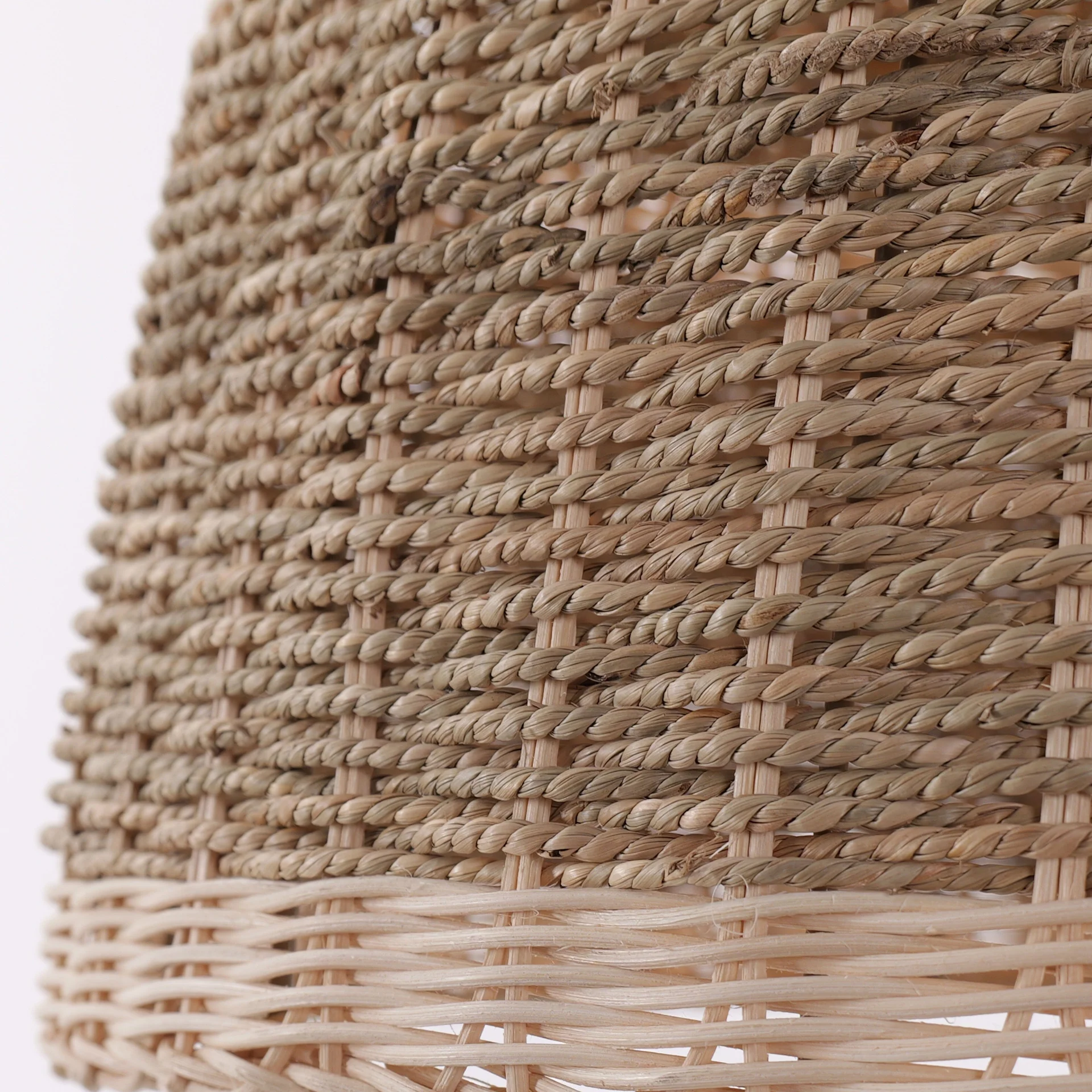 Large Handwoven Seagrass Pendant Light – Natural Boho Wicker Hanging Lamp for Dining Room Kitchen Cafe