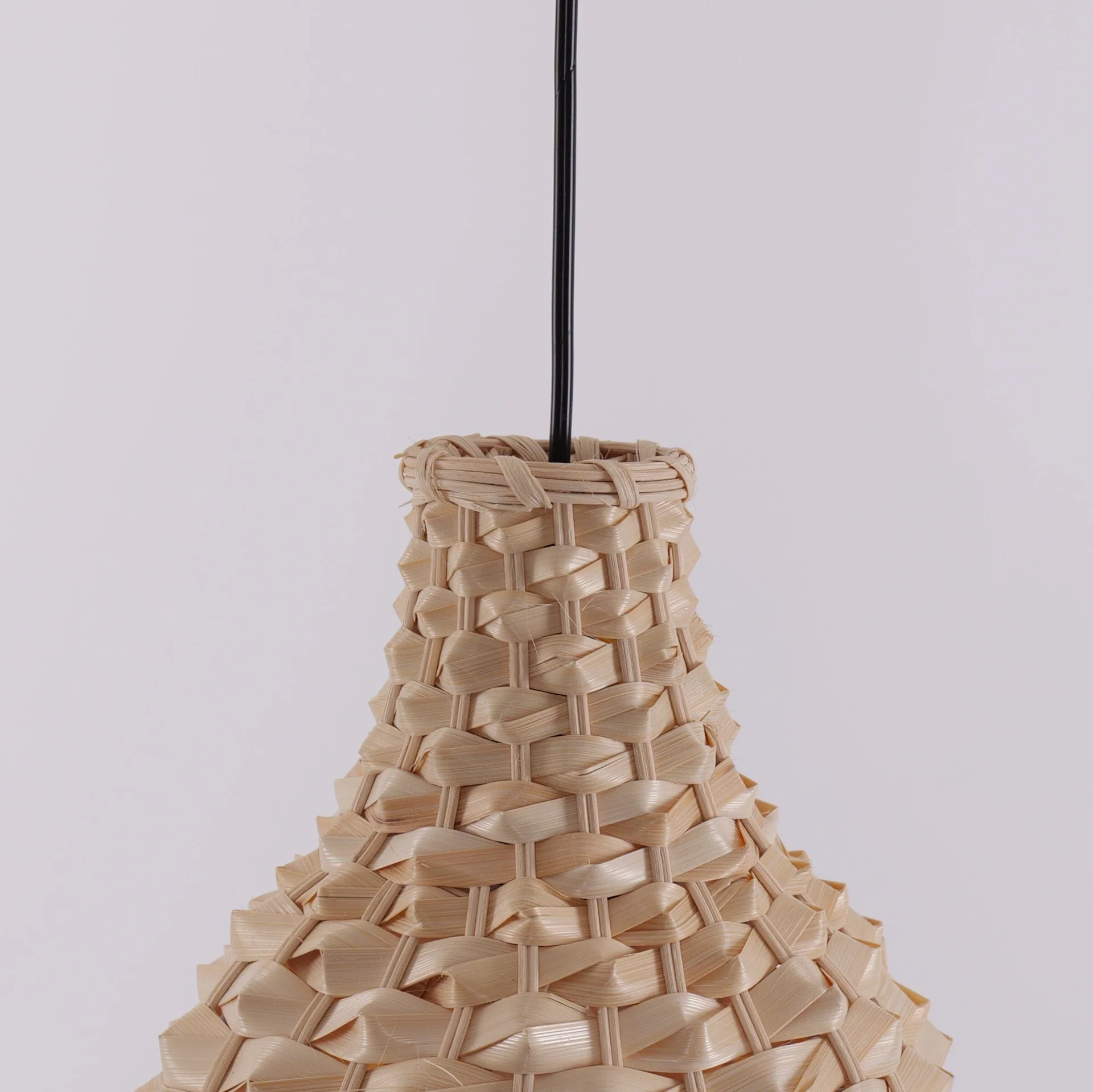 Handwoven Bamboo Pendant Light – Boho Teardrop Wicker Hanging Lamp for Dining Room Bedroom Cafe
