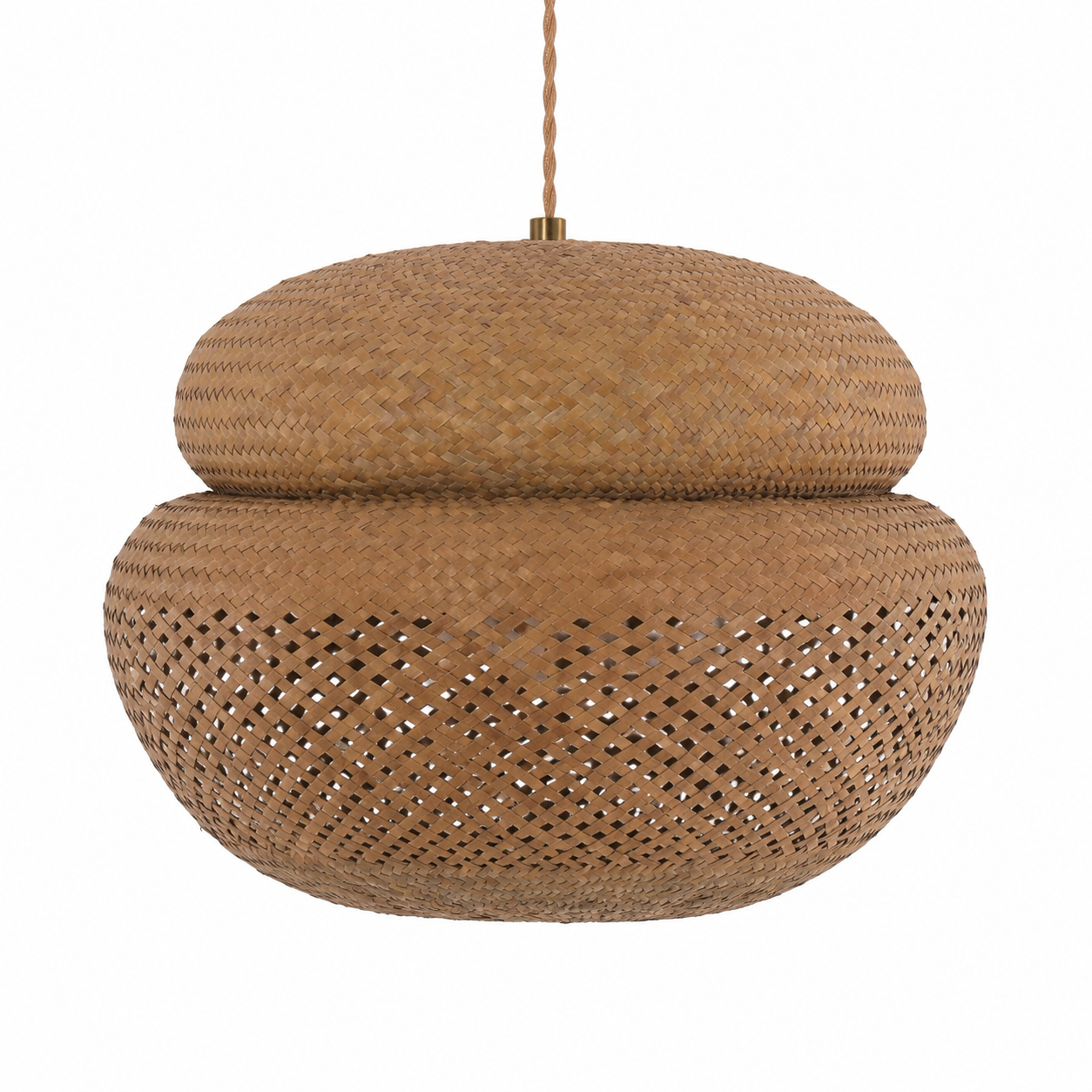 Boho Handwoven Rattan Pendant Light – Rustic Bamboo Hanging Ceiling Lamp for Living Room Dining Room