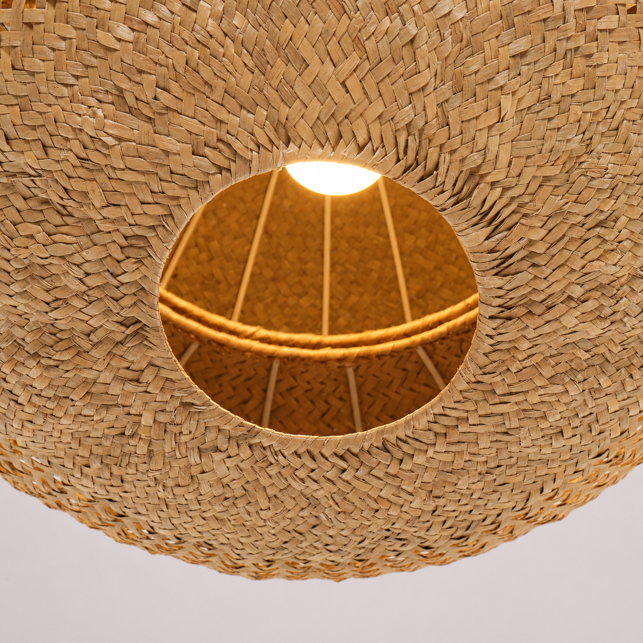 Boho Handwoven Rattan Pendant Light – Rustic Bamboo Hanging Ceiling Lamp for Living Room Dining Room
