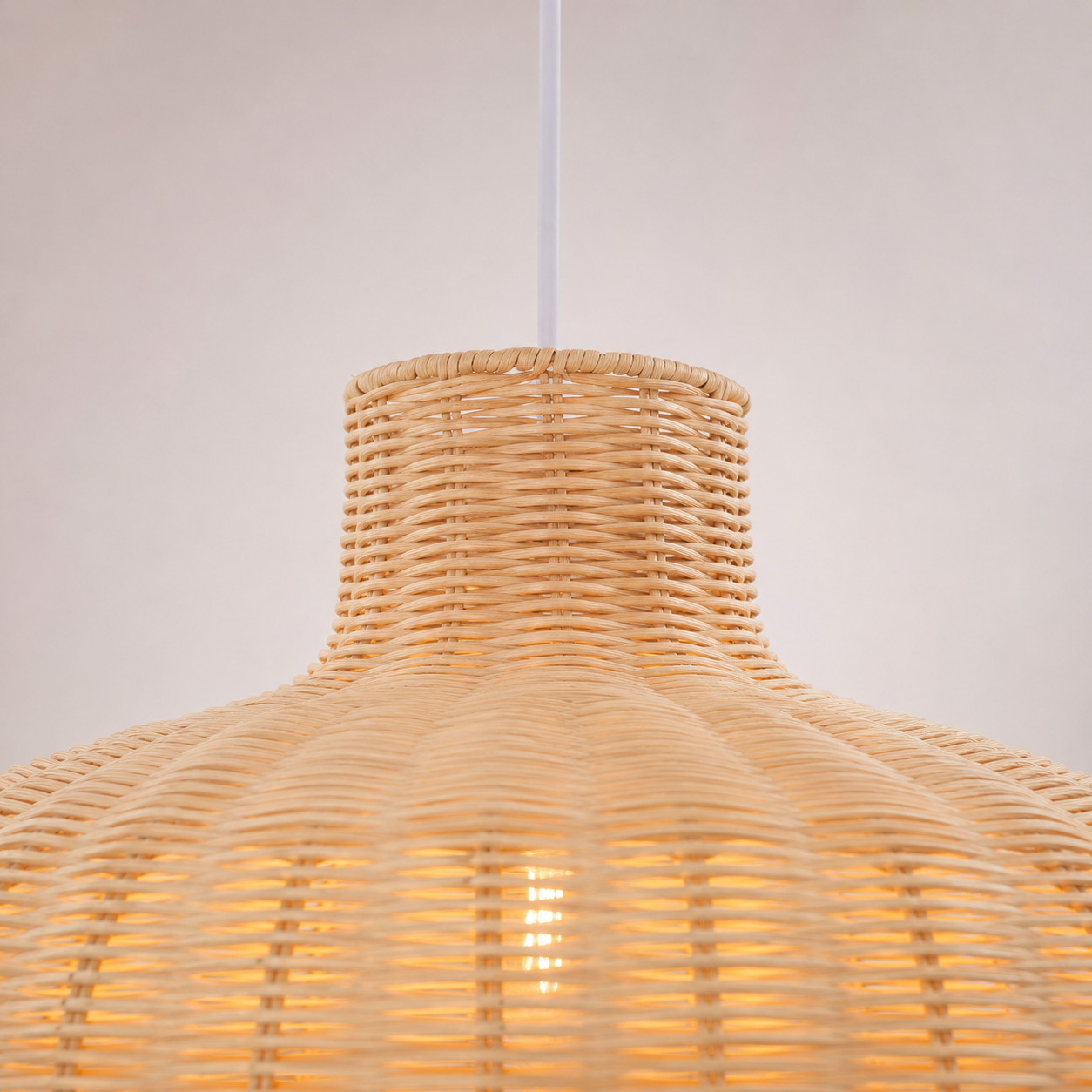 Minimalist Rattan Pendant Light – Handmade Flat Woven Ceiling Lamp for Dining Room Kitchen Cafe