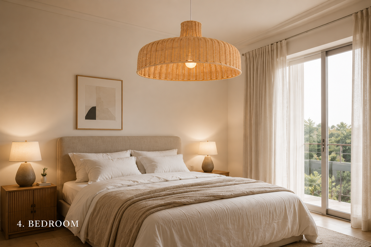 Minimalist Rattan Pendant Light – Handmade Flat Woven Ceiling Lamp for Dining Room Kitchen Cafe