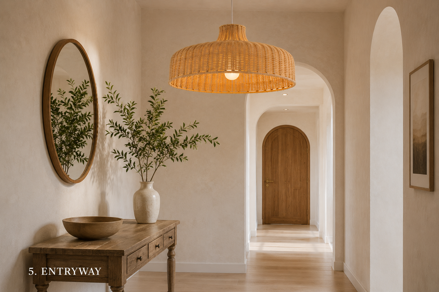 Minimalist Rattan Pendant Light – Handmade Flat Woven Ceiling Lamp for Dining Room Kitchen Cafe