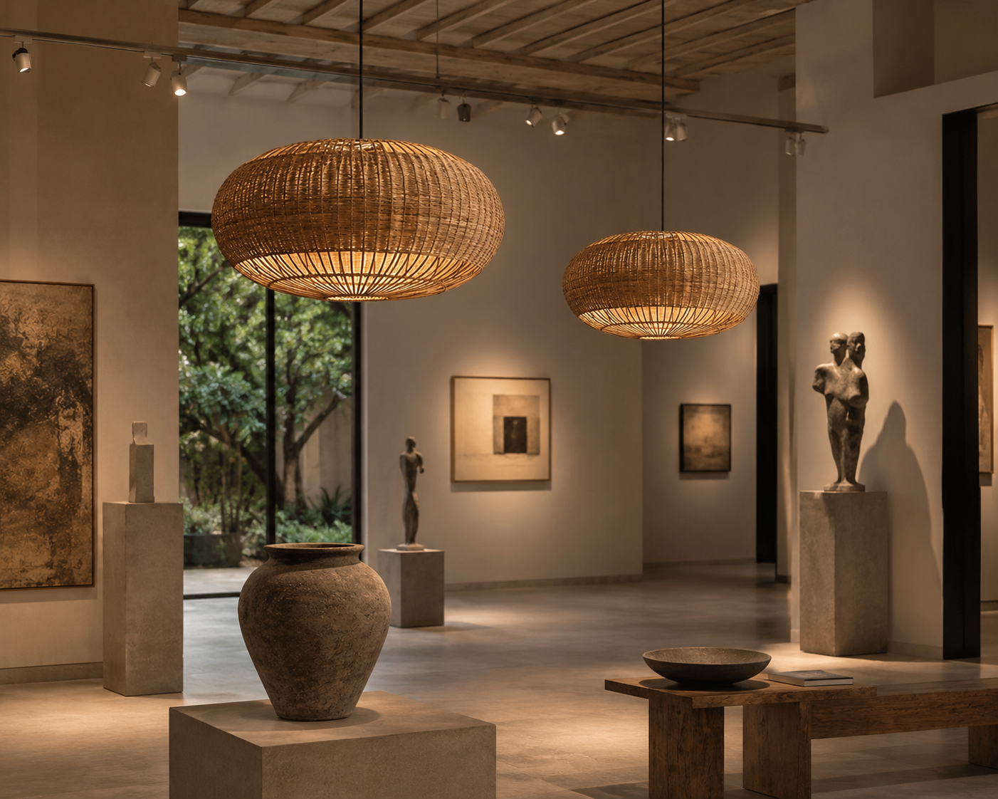 Modern Handwoven Rattan Pendant Light for Dining Room Cafe Hotel