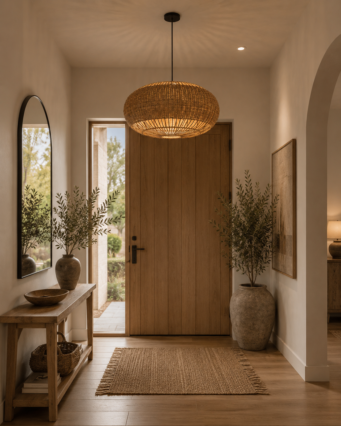 Modern Handwoven Rattan Pendant Light for Dining Room Cafe Hotel