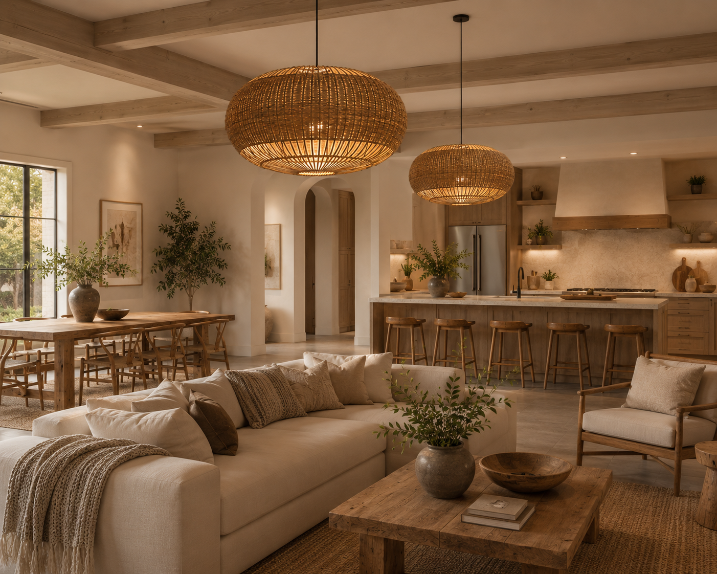Modern Handwoven Rattan Pendant Light for Dining Room Cafe Hotel