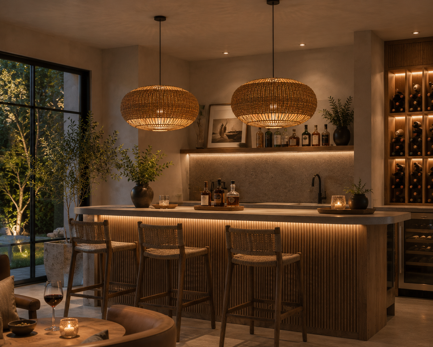 Modern Handwoven Rattan Pendant Light for Dining Room Cafe Hotel