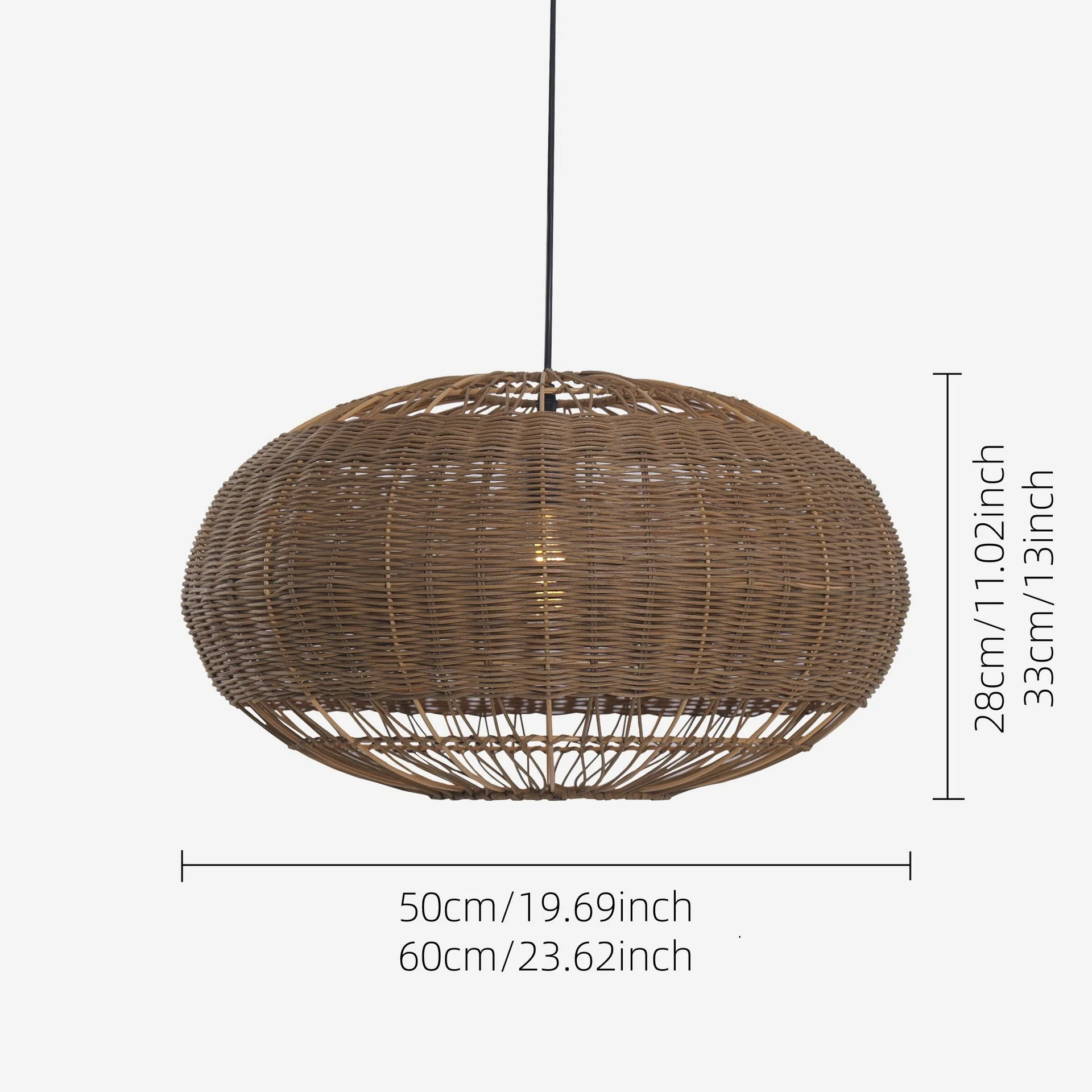 Modern Handwoven Rattan Pendant Light for Dining Room Cafe Hotel