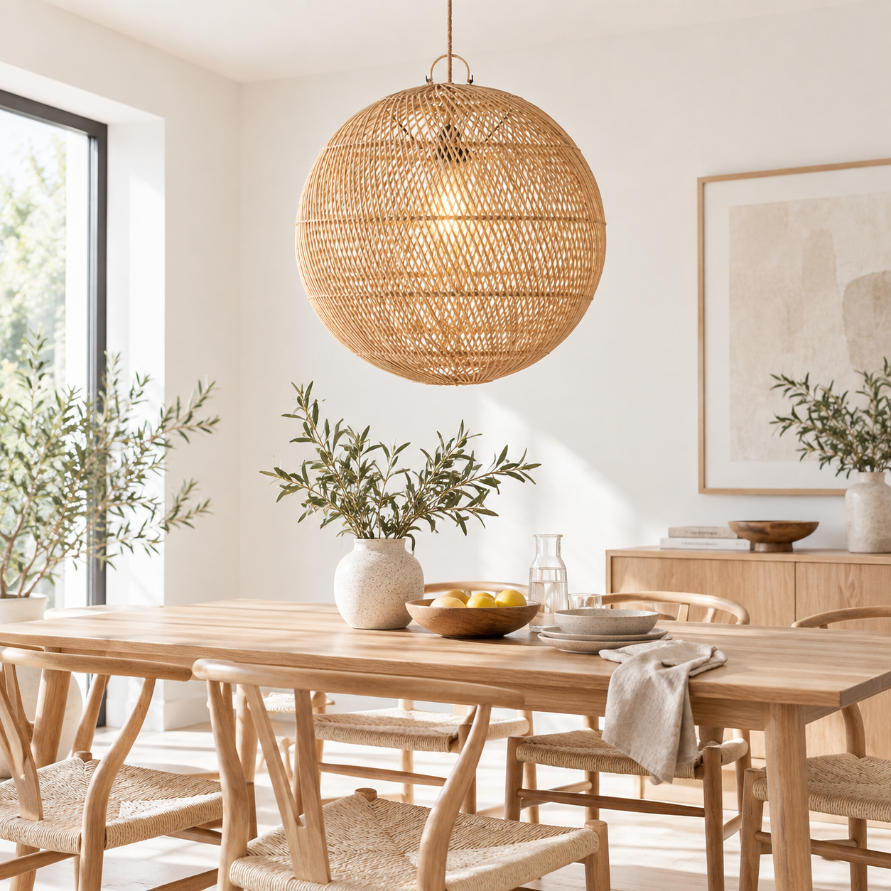 Handwoven Globe Rattan Pendant Light for Hospitality, FF&E & Retail Projects