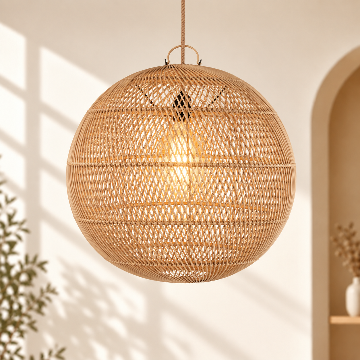 Handwoven Globe Rattan Pendant Light for Hospitality, FF&E & Retail Projects