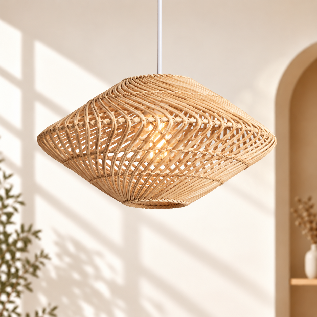 Handwoven Rattan UFO Pendant Light for Hospitality, Restaurant & Retail Projects