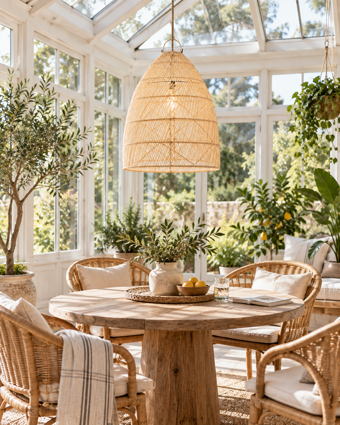 Handwoven Rattan Bell Pendant Light for Hospitality, FF&E & Retail Projects