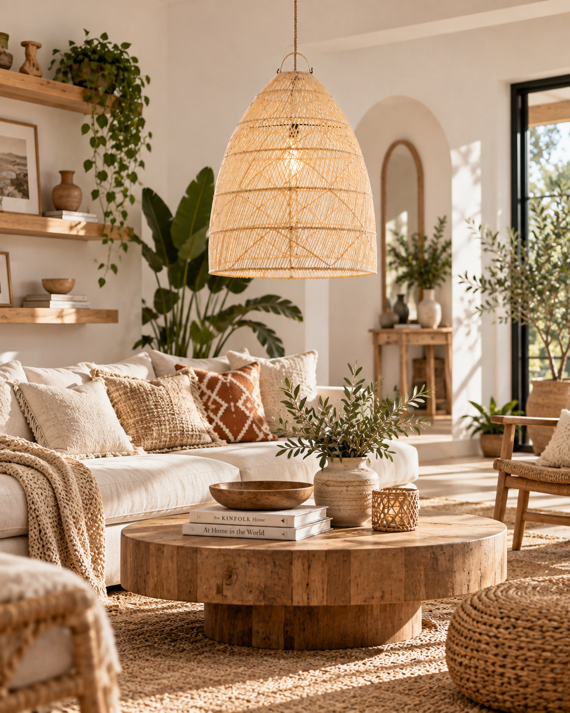 Handwoven Rattan Bell Pendant Light for Hospitality, FF&E & Retail Projects
