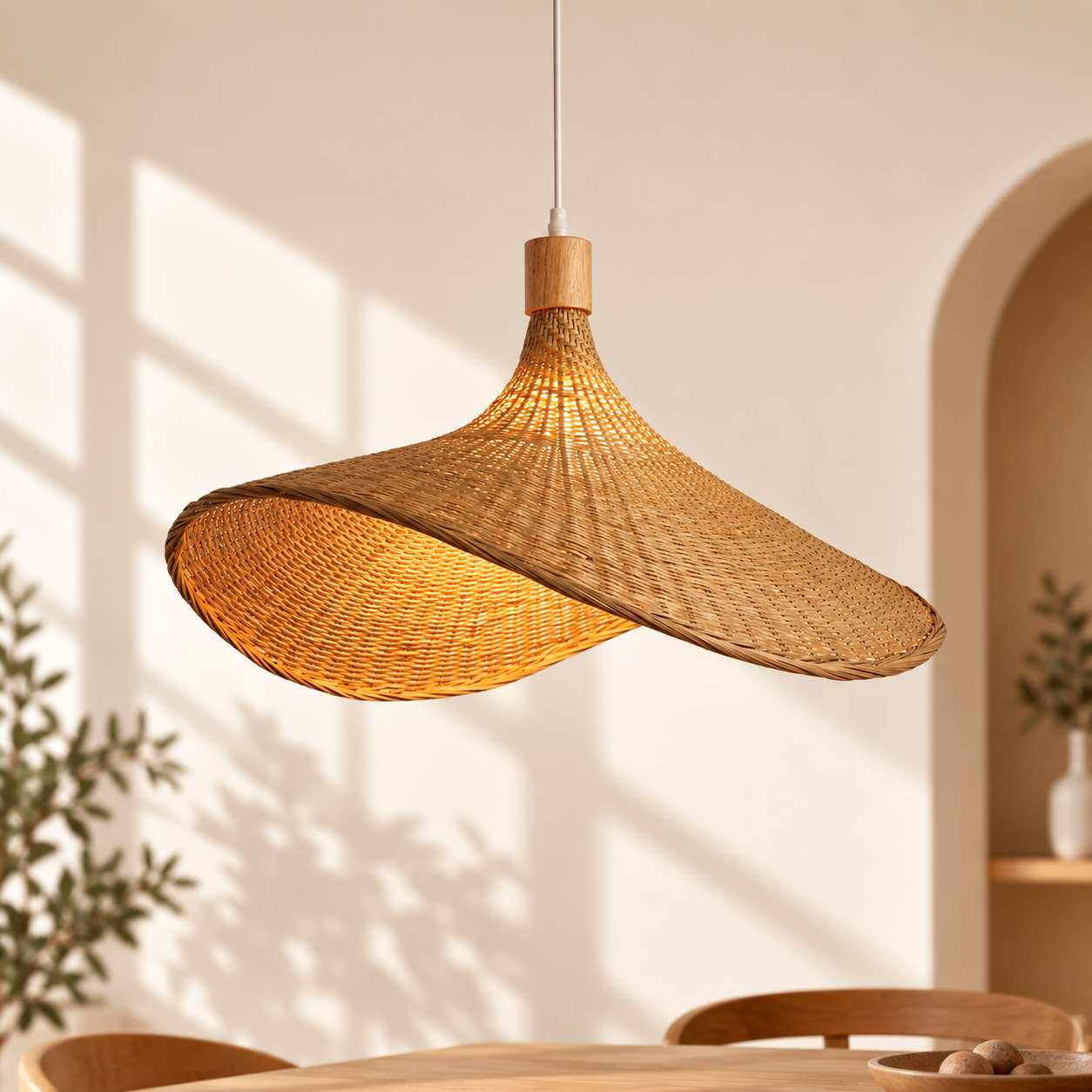 Sculptural Wave Handwoven Rattan Pendant Light for Hospitality & Retail Projects