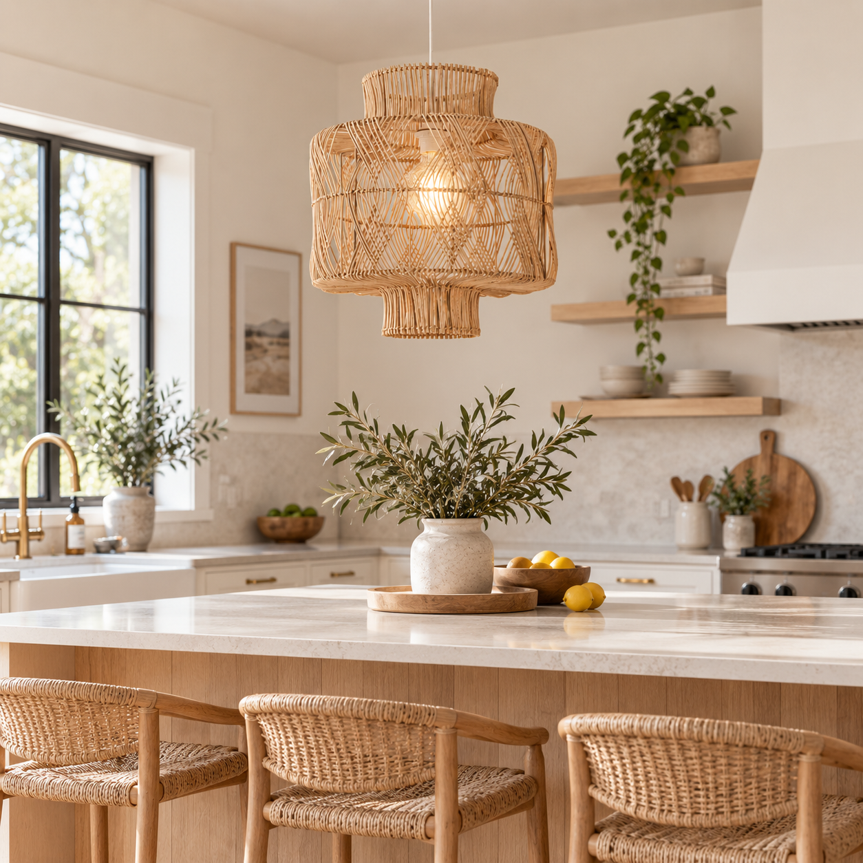 Sculptural Handwoven Rattan Drum Pendant Light for Hospitality & Retail Projects