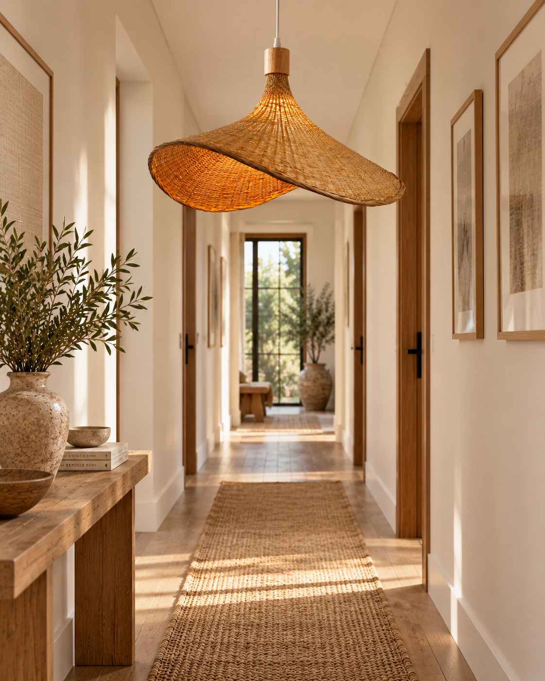 Sculptural Wave Handwoven Rattan Pendant Light for Hospitality & Retail Projects