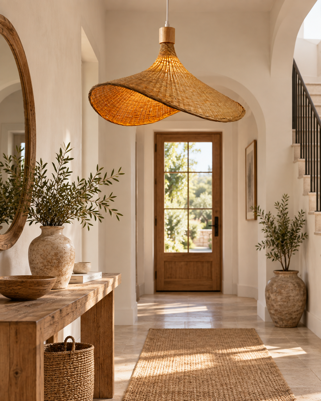 Sculptural Wave Handwoven Rattan Pendant Light for Hospitality & Retail Projects