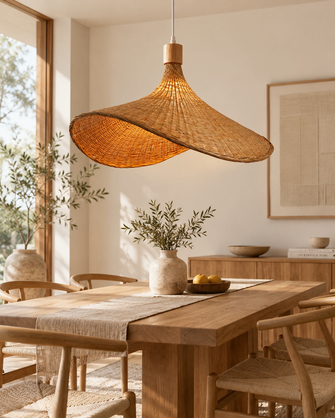 Sculptural Wave Handwoven Rattan Pendant Light for Hospitality & Retail Projects