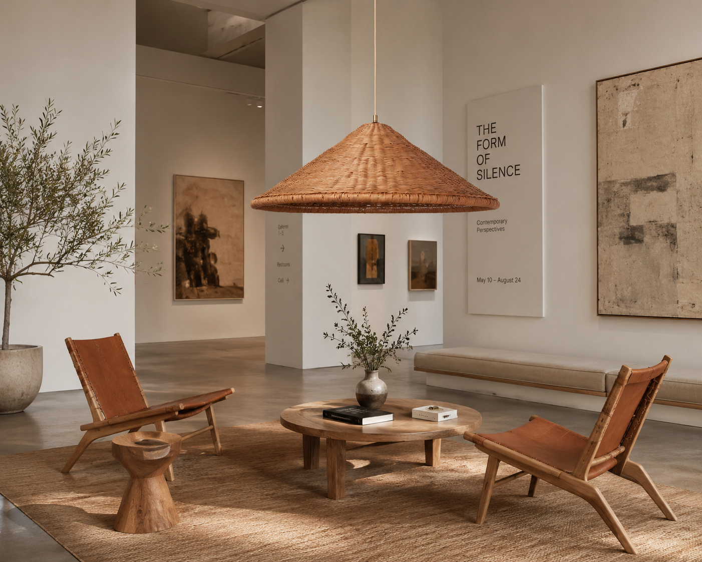 Handwoven Conical Rattan Pendant Light for Hospitality & Commercial Interior Projects