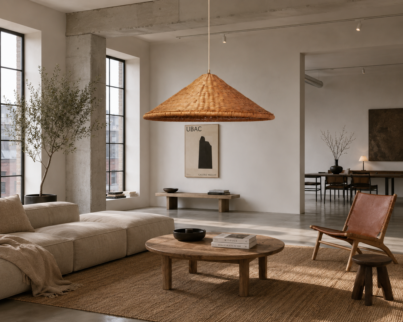 Handwoven Conical Rattan Pendant Light for Hospitality & Commercial Interior Projects