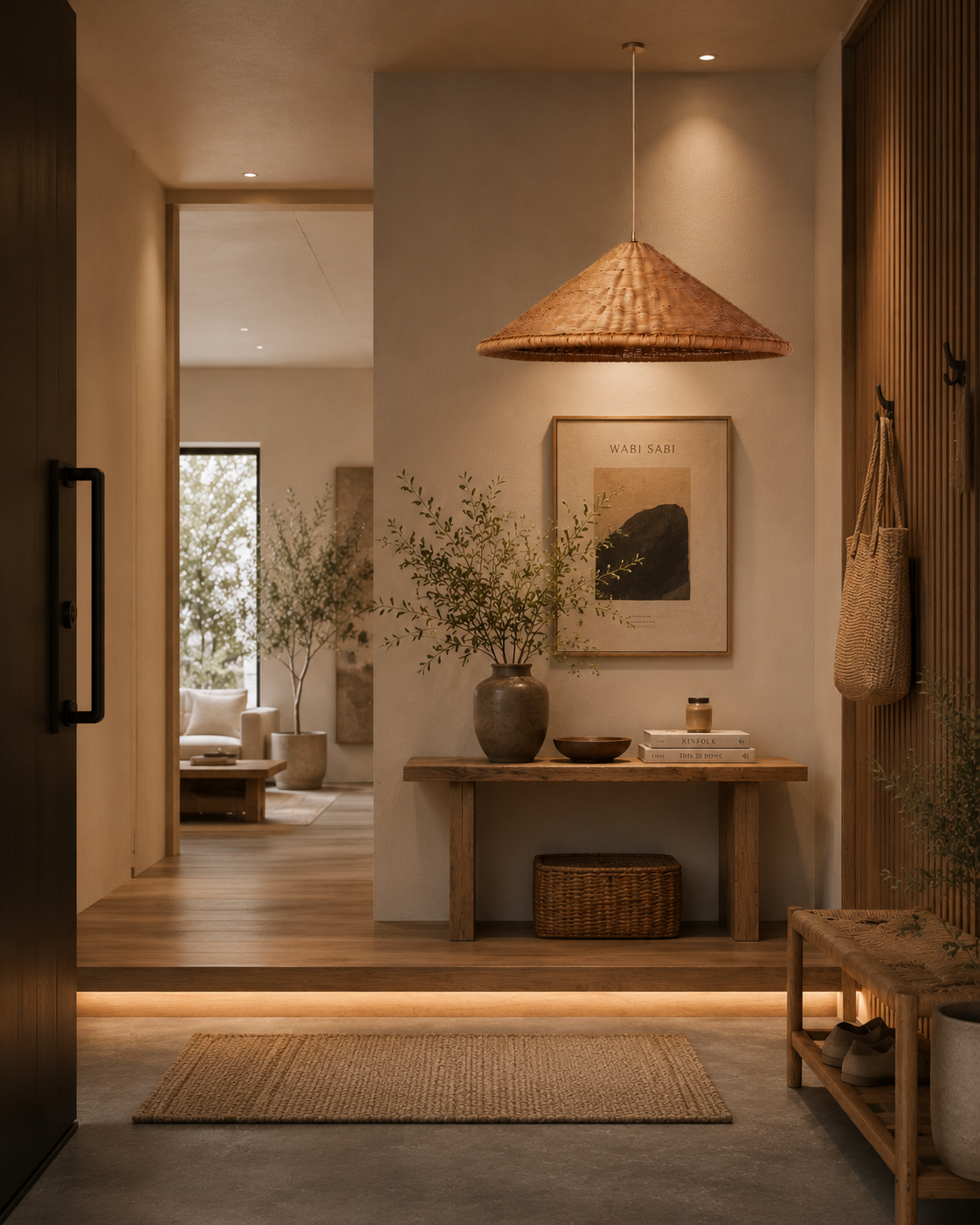 Handwoven Conical Rattan Pendant Light for Hospitality & Commercial Interior Projects