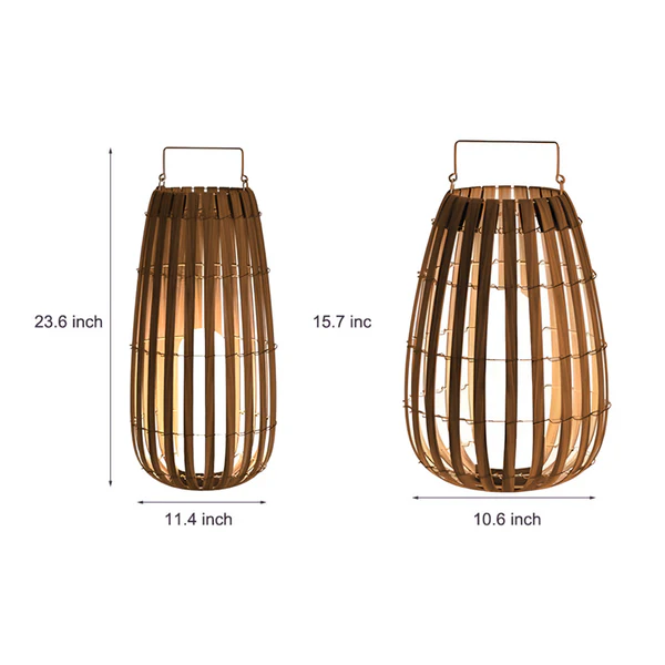 Handwoven Bamboo Solar Lantern Outdoor LED Rattan Light